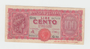 Italy 100 Lire 1944 AVF CRISP Banknote P 75a 75 A - 100 Lire