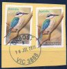 Australia 2010 60c Kingfisher Used Self-adhesive Pair - Orbost VIC 3888 - Oblitérés