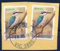 Australia 2010 60c Kingfisher Used Self-adhesive Pair - Orbost VIC 3888 - - Gebruikt