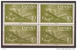 ES1179-A319TAE-CG.Spain Espagne SUPER-CONSTELLATION Y NAO SANTA MARIA 1955/56.(Ed.1179**)sin Charnela LUJO  BLOQUE DE 4 - Unused Stamps