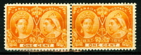 Canada 1897 1 Cent Victoria Jubilee Issue #51  Mint Horizontal Pair  Partial Gum - Unused Stamps