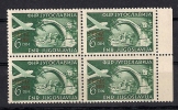 Yugoslavia 1951 Air Mail ZEFIZ Overprinted Mi.653 Block Of 4 MNH - Ongebruikt