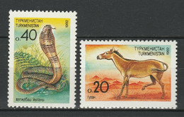 Turkmenistan 1992 MiNr. 2 - 3  Turkmenistan Mammals Reptiles Turkmenian Kulan, King Cobra 2v MNH**  1,00 € - Turkmenistán