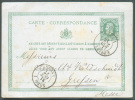 EP Carte 10 Cent. Vert, Obl. Dc Ambulant NORD I/ANVERS Du 31 Oct. 1877 Vers Giessen (Duché De Hesse) - 7107 - Ufficio Di Transito