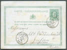 EP Carte 10 Cent. Vert, Obl. Dc Ambulant NORD I/ANVERS Du 31 Oct. 1877 Vers Giessen (Duché De Hesse) - 7107 - Doorgangstempels