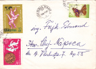 Escrime,Fencing,Lutte,Butterflys Stamps On Cover 1977 Romania. - Fencing
