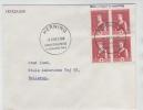 Denmark Cover With A Block Of 4 RED CROSS 3-8/3-1964 International Textile Messe Herning - Covers & Documents