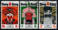 Hong Kong #296-98 Used Opera Mask Set From 1974 - Used Stamps