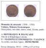 Monnaies De Nécessité, Valence (26-Drôme), Dauphiné - Sonstige & Ohne Zuordnung