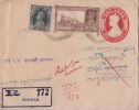 Br India King George VI, Postal Stationery Envelope, Train, Locomotive, Registered Used, India As Per The Scan - 1936-47  George VI