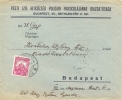 Hungary 1928 Postal History Cover From Budapest To City Franked With Single Stamp 8 Filler - Postmark Collection
