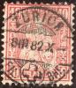 Schweiz 1882-03-08 Zu#46 Vollstemepl Zurich 10Rp. Sitzende Helvetia Faserpapier - Used Stamps