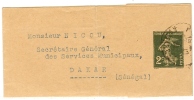 REF LDR5 / 6 - EP BJ SEMEUSE 2c DATE 227 PARIS AV. MARCEAU / DAKAR (SENEGAL) OCTOBRE 1936(?) - Wikkels Voor Tijdschriften