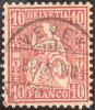 Heimat VD Vevey 1881-09-05 Vollstempel 10 Rp. Sitzende Helvetia Faserpapier Zu#46 - Gebraucht