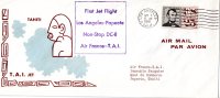 ENVELOPPE 1ere LIAISON AERIENNE-1er VOL  LOS ANGELES-PAPEETE 1961  T.A.I.jet  AIR FRANCE - 3c. 1961-... Covers