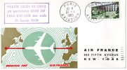 ENVELOPPE 1ere LIAISON AERIENNE-1er VOL  PARIS-NEW-YORK 1960 AIR FRANCE - Primi Voli