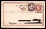 GREAT BRITAIN 1878 ½ D POSTAL STATIONERY CARD TO BELGIUM - Luftpost & Aerogramme