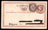 GREAT BRITAIN 1878 ½ D POSTAL STATIONERY CARD TO BELGIUM - Interi Postali