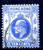 Hong Kong KEVII 1907 10c Ultramarine, Used - Oblitérés