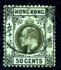 Hong Kong KEVII 1907 50c Black On Green Paper, Used - Gebruikt