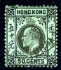 Hong Kong KEVII 1907 50c Black On Green Paper, Used - Usados