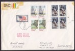 United States AIRMAIL Line Cds. Mult Franked SALEM 1988 Cover To SKIBBY Denmark 4-Block Olympic Games American Flag - 3c. 1961-... Brieven