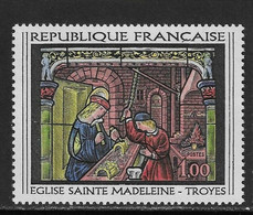 France 1967 Art  Stained-Glasses Church Of Ste. Madeleine At Troyes, By Nicolas Cordonnier  1v MNH** 0,50 € - Vetri & Vetrate