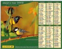 CALENDRIER ALMANACH DES P.T.T.  2002 OISEAUX SOUIMANGA A VENTRE JAUNE ET LORIOT - Big : 2001-...