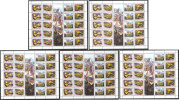 Jugoslawien – Yugoslavia 1995 Protected Flora – Draba Full Sheet Of 20 Stamps + 5 Labels (5 Sets) MNH, 5 X; Mi.2716-19 - Hojas Y Bloques