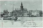 Gruss Aus Leer Mondscheinkarte Stadtansicht Vom Wasser Aus Segelschiff Ruderboot Belebt  1898 - Leer