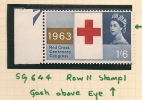 UK - Variety  SG 644 Gash Above Eye  (Row 11 Stamp 1) - MLH - Not Listed -  Spec. Cat. Volume 3 - Page 237 - Variétés, Erreurs & Curiosités