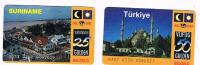 OLANDA (NETHERLANDS) -  BELNET  (REMOTE)   -  LOT OF 2: SURINAME 25 G, TURKIYE 50 G         -  USED  -  RIF. 4958 - [3] Sim Cards, Prepaid & Refills