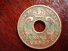 BRITISH EAST AFRICA USED FIVE CENT COIN BRONZE Of 1942 (SA) - Britse Kolonie