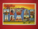 Greetings From Texas  Block Letter  Linen      === Ref 257 - Sonstige & Ohne Zuordnung