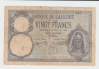 Algeria 20 Francs 1928 VG Banknote P 78b 78 B - Algerije