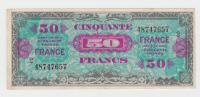 France 50 Francs 1944 VF++ Crispy Banknote P 122b 122 B (Block 2) - 1945 Verso Frankreich