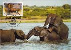 OUGANDA  WWF CARTE MAXIMUM NUM.YVERT  318   PROTECTION DE LA NATURE FAUNE   ELEPHANT - Tarjetas – Máxima