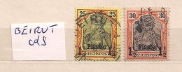 LEVANT 1902 GERMAN POST OFFICE Turkish Empire BEIRUT REICHSPOST 2used - Deutsche Post In Der Türkei