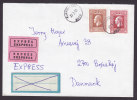 Norway EXPRÉS EKSPRESS Labels Deluxe FJERDINGBY 1982 Cover To BRØNSHØJ Denmark (2 Scans) - Cartas & Documentos