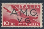 1945-47 TRIESTE AMG VG  POSTA AEREA 10 £ MH * - 9065-4 - Nuovi