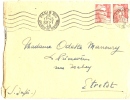 REF LBON4 - MARIANNE DE GANDON 6f EN PAIRE SUR LETTRE PARIS / ETRETAT 28/9/1948 - 1945-54 Maríanne De Gandon