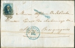 N°7 Sur Lettre Expédiée De Bruxelles Avec Griffe ( Après Le Départ) Vers Strépy-Bracquegnies En 1854 - 1851-1857 Medaillen (6/8)