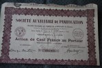 Auxiliaire De Panification (Société). Type, Action. Nominal, 100 Francs. Année, 1928.  SCRIPOPHILIE PAIN - Industry