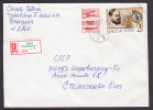 Hungary Registered Recommandée Einschreiben TATABÁNYA Label 1988 Cover To CCCP Aeroplane & Baross Gabor Stamps - Storia Postale
