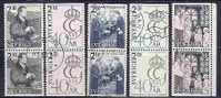 SWEDEN - CARL XVI  GUSTAF 40 AR - Yvert # 1372a-1376a - Complete Set In Se-tenant Pairs  - VF USED - Blokken & Velletjes