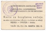 BUS - Student Card, Free, Rijeka / Opatija, Croatia, 1963. - Europe