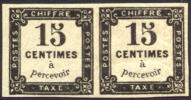 France J2 Mint Hinged 15c Black Postage Due Pair From 1870 - 1859-1959 Nuevos