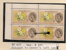 UK - Variety  SG 637p - Block Of 4 - Row 2 Stamp 1 RETOUCH To QUEEN´s LEFT JAW -SPEC CATALOGUE VOLUME 3 - Page 231 - MLH - Errors, Freaks & Oddities (EFOs