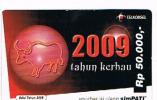 INDONESIA - TELKOMSEL  (GSM RECHARGE) - 2009 YEAR OF THE BULL     - USED    RIF. 1699 - Sternzeichen