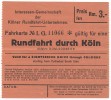 GERMANY - KOLN, Rundfahrt, Ticket - Europa